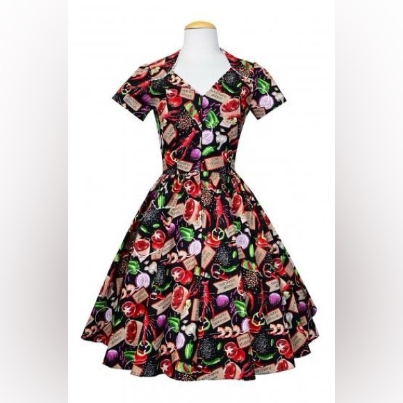 Bernie Dexter plus size Black Dress with Gumbo Print Sabrina Dress XL - Picture 1 of 6